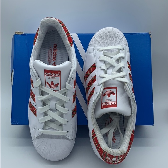 Adidas Originals Superstar "Plaid" White Red Skate - Picture 4 of 16